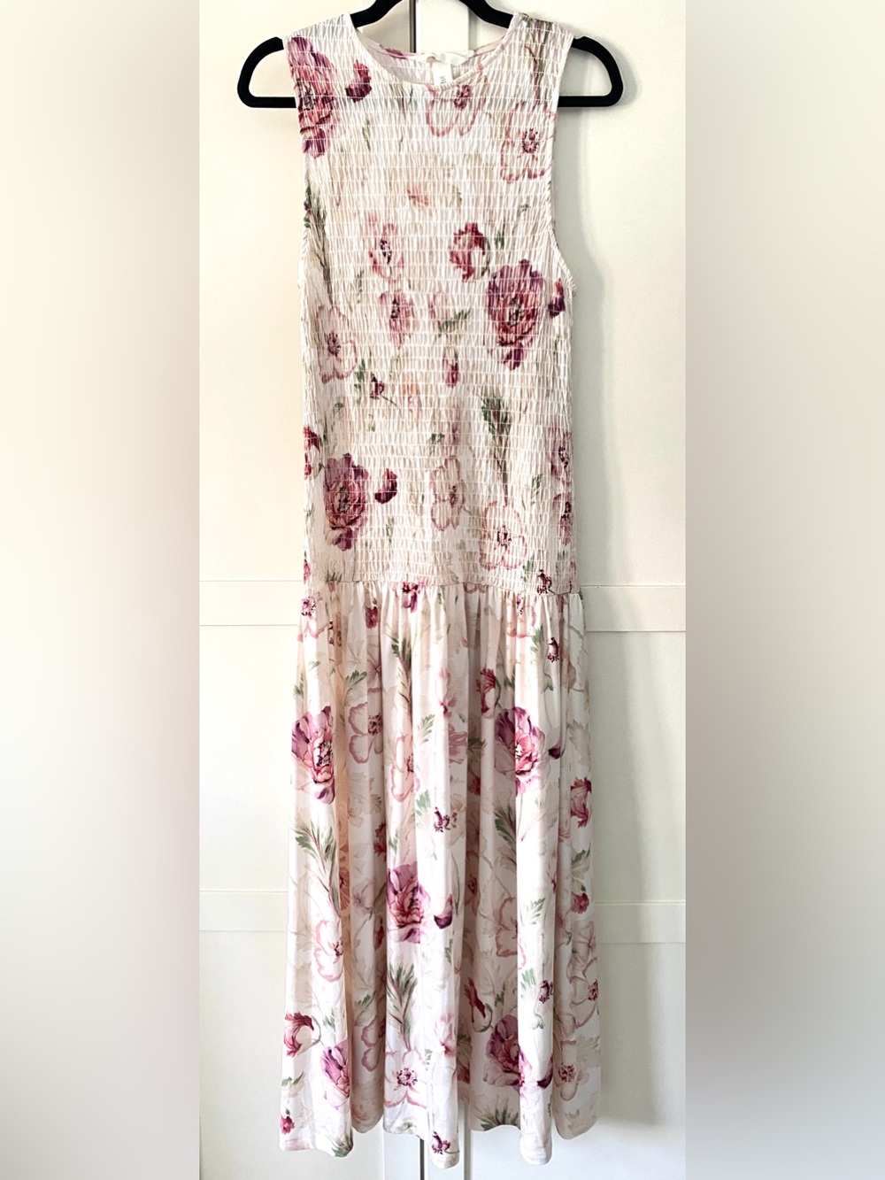 H&M NWOT Smocked Floral Maxi Dress | Boho Summer Wedding Guest | Size L - Picture 3 of 12